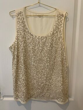 Coldwater Creek Cream Sequin Scoop Neck Tank